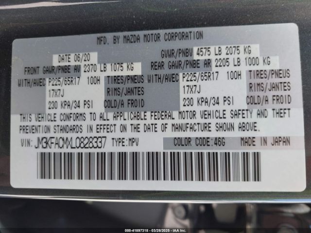 JM3KFACMXL0828337 Mazda Cx-5 Touring