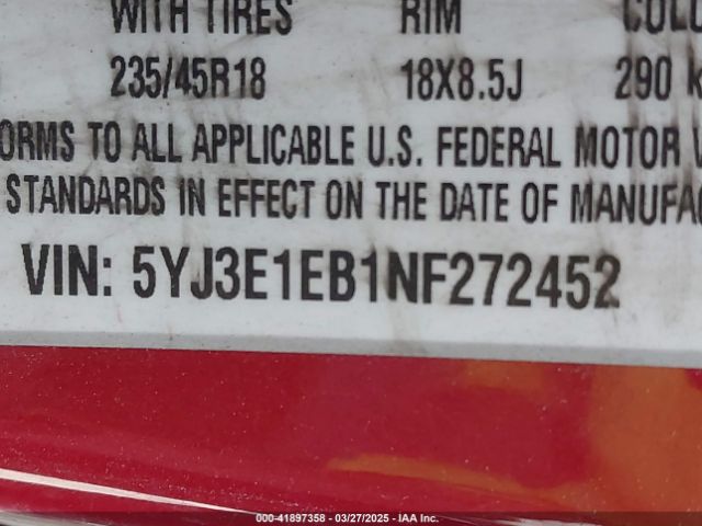 5YJ3E1EB1NF272452 Tesla Model 3 Long Range Dual Motor All-wheel Drive