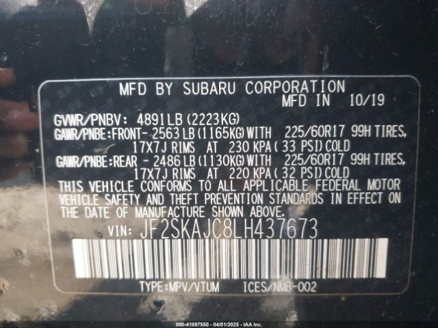 JF2SKAJC8LH437673 Subaru Forester Premium