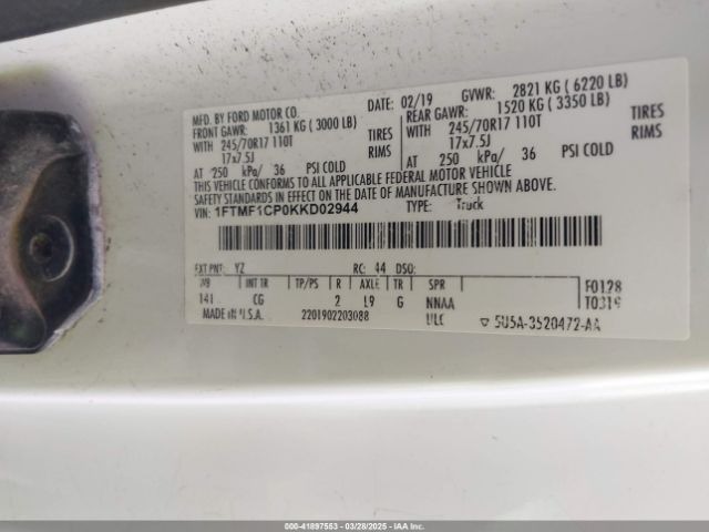 1FTMF1CP0KKD02944 Ford F-150 Xl