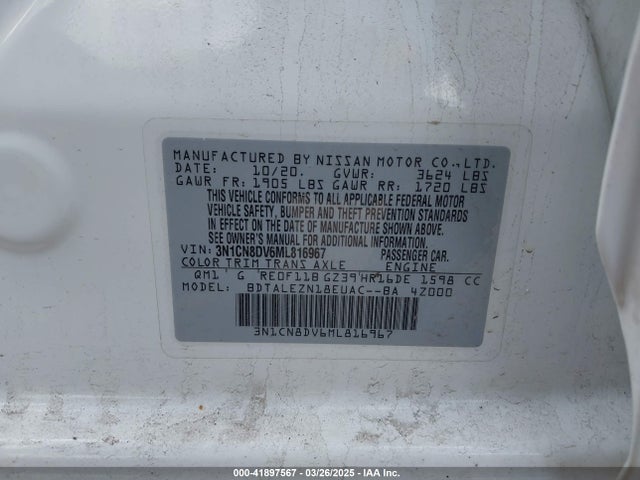 Nissan Versa S Xtronic Cvt 2021 3N1CN8DV6ML816967 Image 9