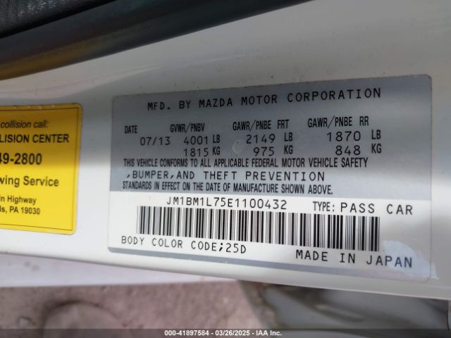 JM1BM1L75E1100432 Mazda Mazda3 I Touring