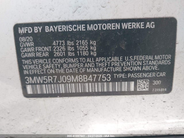 BMW 330i Xdrive 2021 3MW5R7J09M8B47753 Image 9