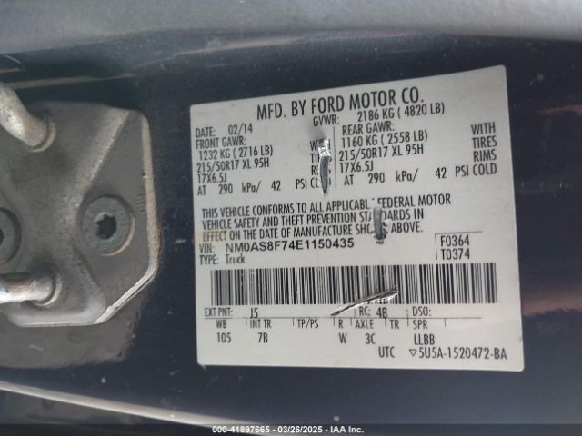 NM0AS8F74E1150435 Ford Transit Connect Xlt
