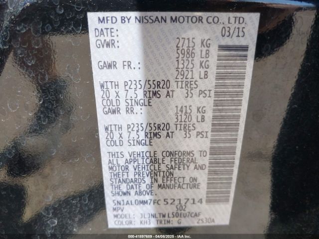 5N1AL0MM7FC521714 Infiniti QX60