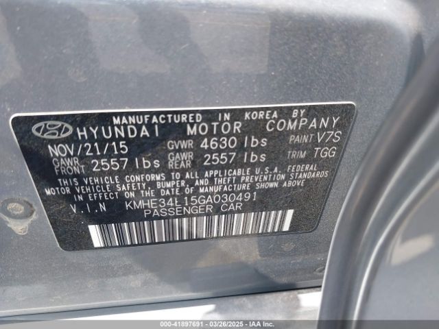 KMHE34L15GA030491 Hyundai Sonata Hybrid Limited