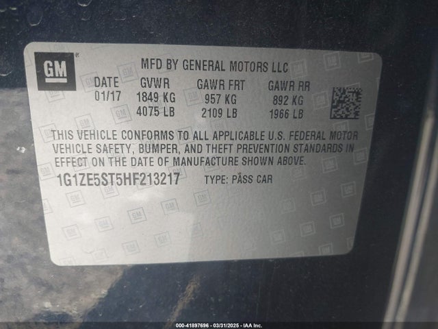 1G1ZE5ST5HF213217 Chevrolet MALIBU 1LT