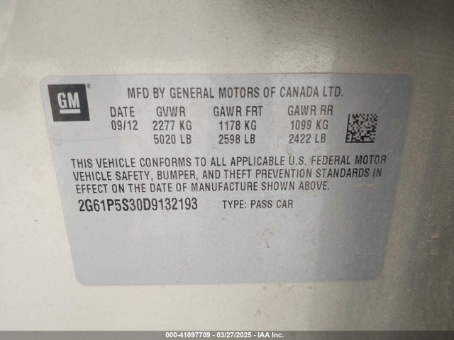 2013 CADILLAC XTS 2G61P5S30D9132193 Photo 8