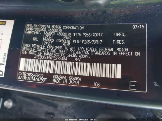JTEBU5JR4F5272484 Toyota 4RUNNER SR5