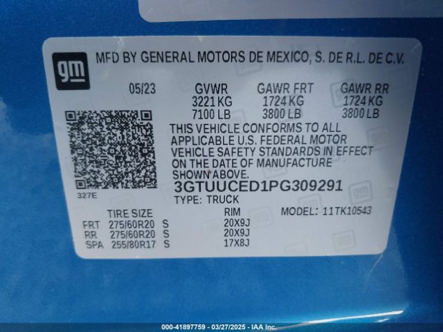 3GTUUCED1PG309291 GMC Sierra 1500 4wd  Short Box Elevation With 3sb