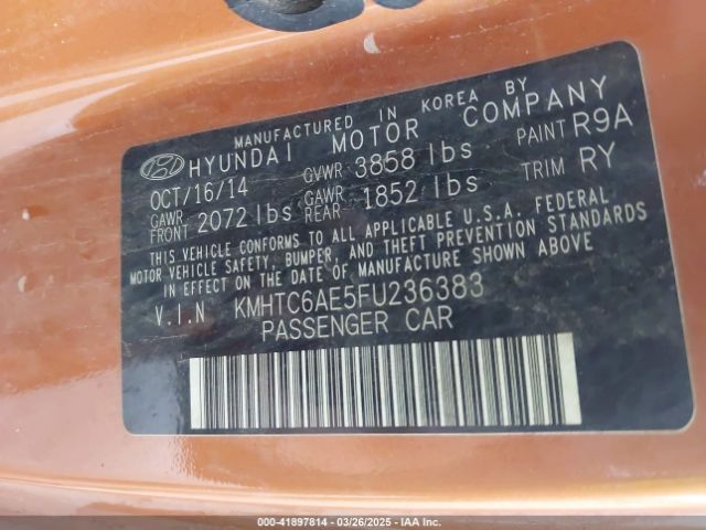 KMHTC6AE5FU236383 Hyundai Veloster Turbo
