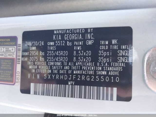 5XYRHDJF2RG255010 KIA t-gdi theta-iii