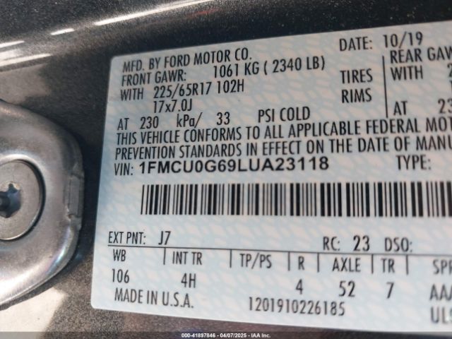 1FMCU0G69LUA23118 Ford ESCAPE SE