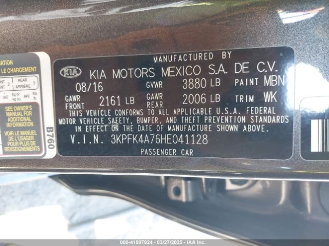 3KPFK4A76HE041128 KIA FORTE LX