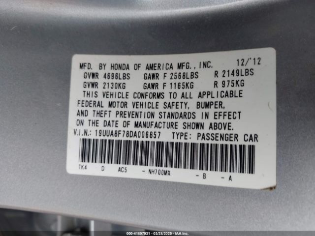 2013 ACURA TL 19UUA8F78DA006857 Photo 8