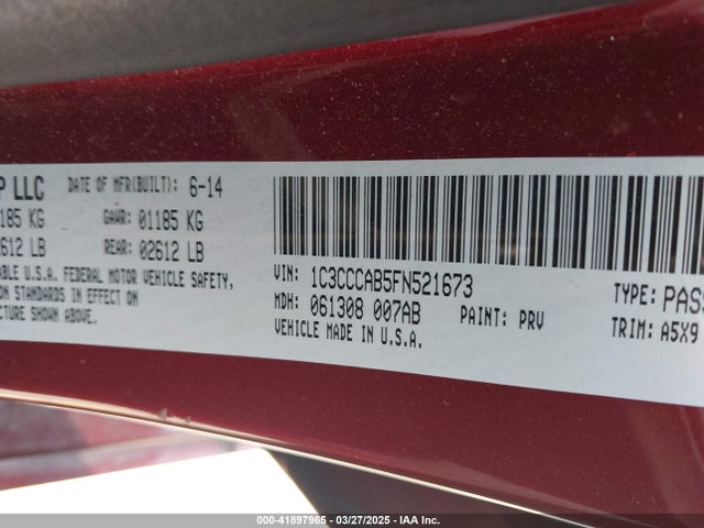 Chrysler 200 Limited 2015 1C3CCCAB5FN521673 Image 9