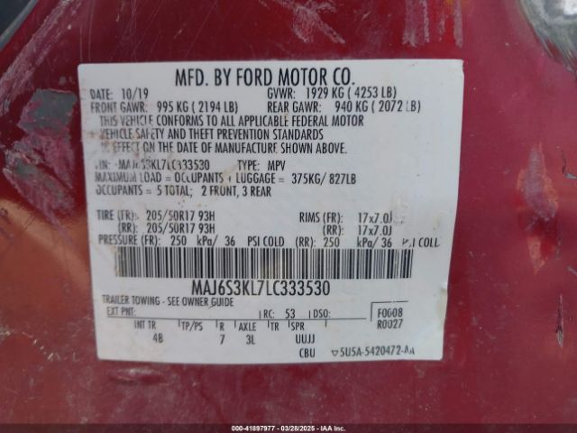 MAJ6S3KL7LC333530 Ford Ecosport Titanium