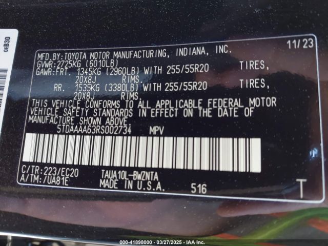 5TDAAAA63RS002734 Lexus Tx 350