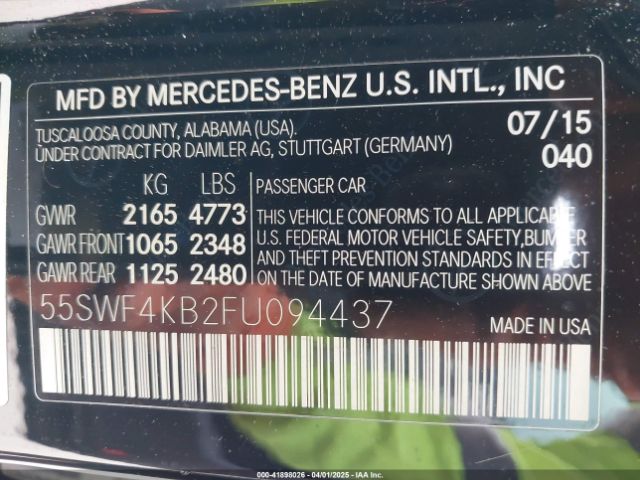 55SWF4KB2FU094437 Mercedes-Benz C 300 4matic/luxury 4matic/sport 4matic