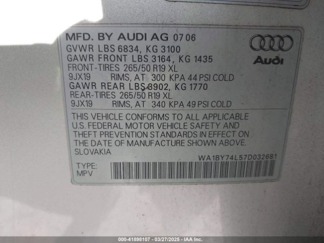 2007 AUDI Q7 WA1BY74L57D032681 Photo 8