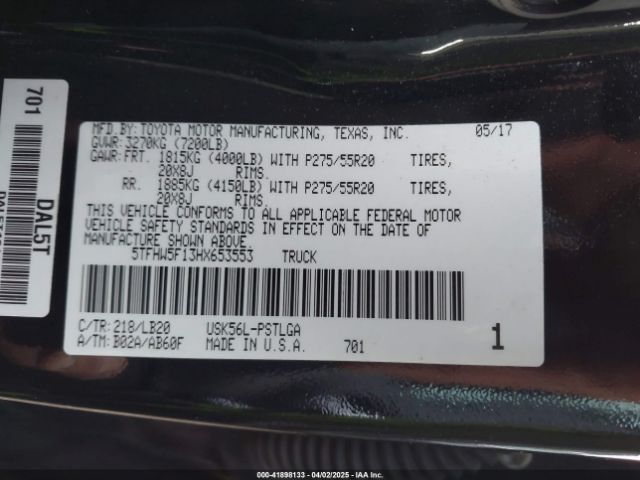 5TFHW5F13HX653553 Toyota Tundra Limited 5.7l V8