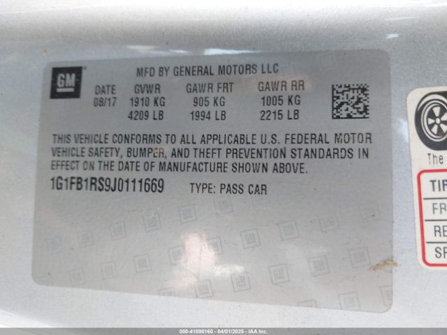 1G1FB1RS9J0111669 Chevrolet Camaro 1lt
