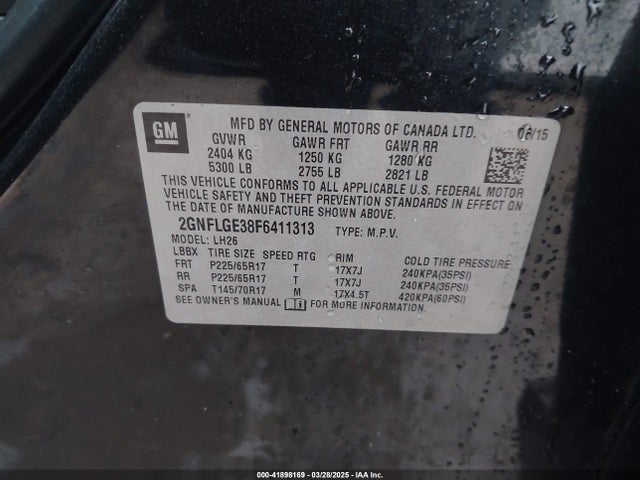 2GNFLGE38F6411313 Chevrolet Equinox 2lt