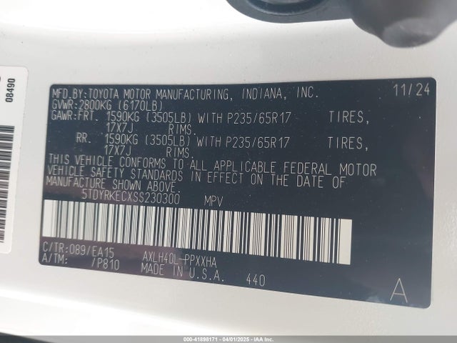5TDYRKECXSS230300 Toyota SIENNA XLE