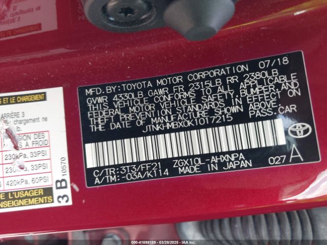 JTNKHMBX0K1017215 Toyota C-HR XLE