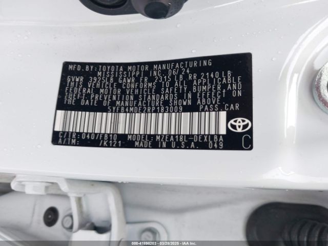 5YFB4MDE2RP183009 Toyota COROLLA LE