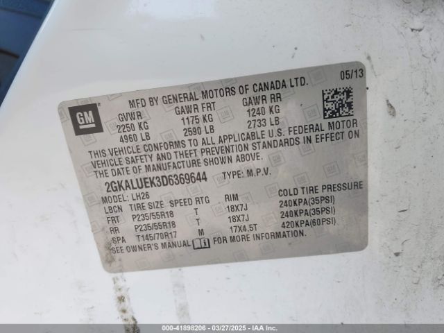 2013 GMC TERRAIN 2GKALUEK3D6369644 Photo 8