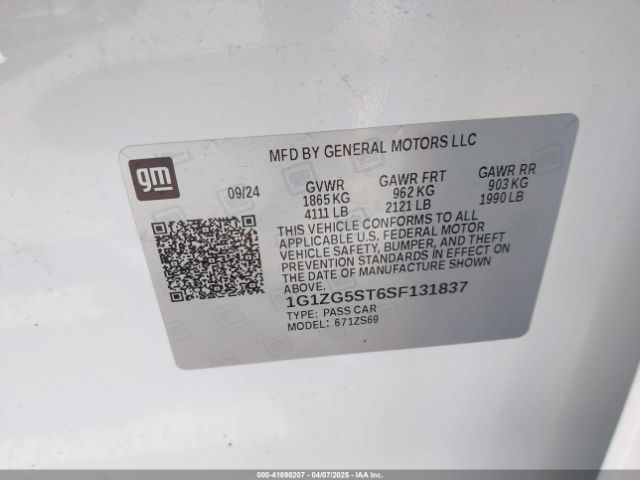1G1ZG5ST6SF131837 Chevrolet Malibu Fwd Rs
