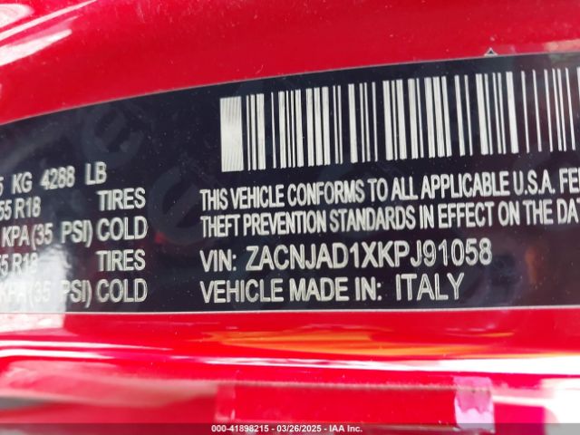 ZACNJAD1XKPJ91058 Jeep Renegade Limited Fwd