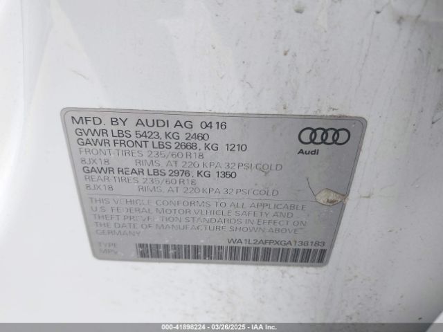 WA1L2AFPXGA136183 Audi Q5 2.0t Premium