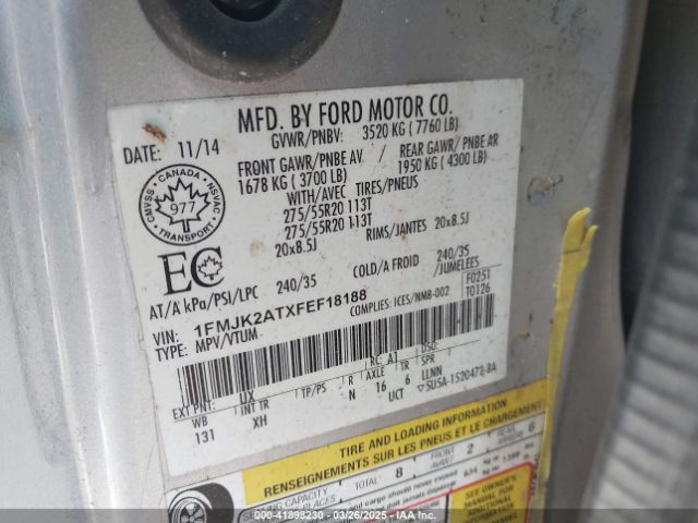 1FMJK2ATXFEF18188 Ford Expedition Max Limited
