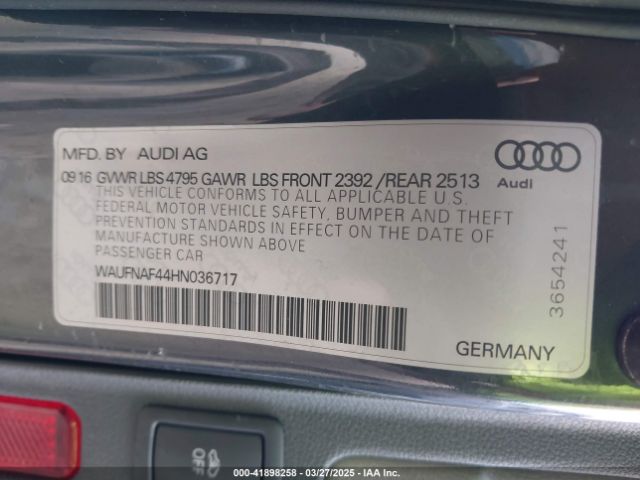 WAUFNAF44HN036717 Audi A4 2.0t Premium