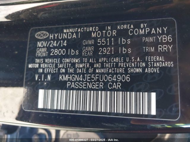 KMHGN4JE5FU064906 Hyundai Genesis 3.8