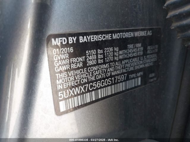 2016 BMW X3 5UXWX7C56G0S17597 Photo 8