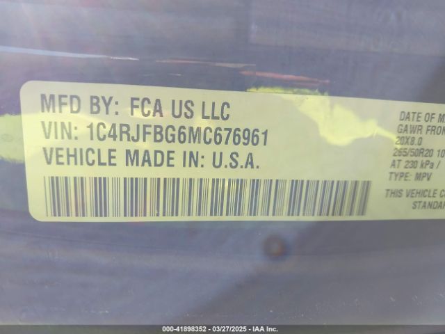 1C4RJFBG6MC676961 Jeep Grand Cherokee 80th Anniversary 4x4