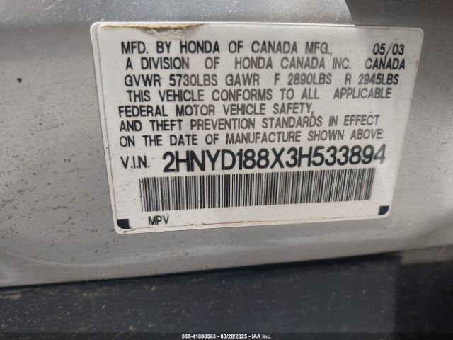 2003 ACURA MDX 2HNYD188X3H533894 Photo 8