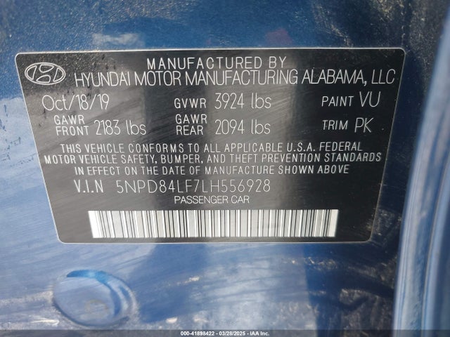 5NPD84LF7LH556928 Hyundai ELANTRA SEL