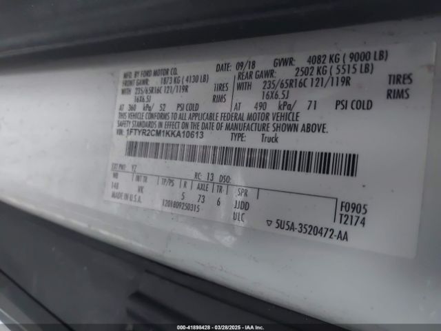 1FTYR2CM1KKA10613 Ford Transit-250
