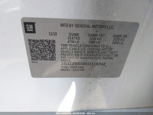 1G11Z5S33KU118742 Chevrolet IMPALA LT