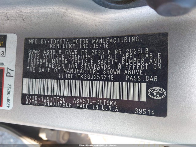 4T1BF1FK3GU256718 Toyota CAMRY SE
