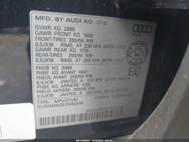 WA1LAAF72HD024139 Audi Q7 3.0t Premium