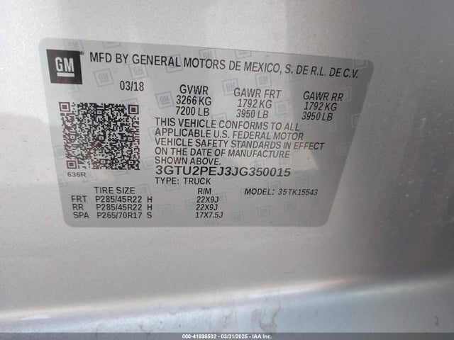GMC Sierra 1500 Denali 2018 3GTU2PEJ3JG350015 Image 9