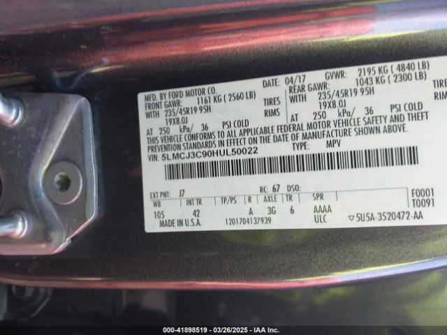5LMCJ3C90HUL50022 Lincoln Mkc Reserve