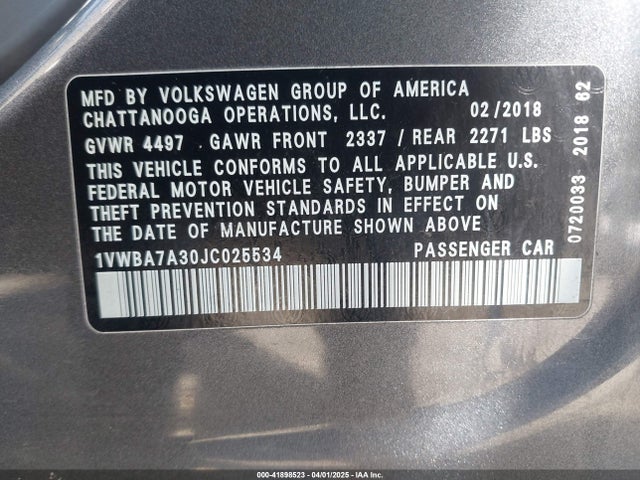 1VWBA7A30JC025534 Volkswagen Passat 2.0t Se