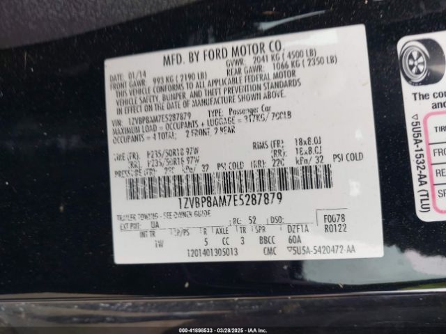 1ZVBP8AM7E5287879 Ford Mustang V6