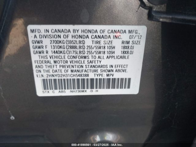 2012 ACURA MDX 2HNYD2H31CH548388 Photo 8